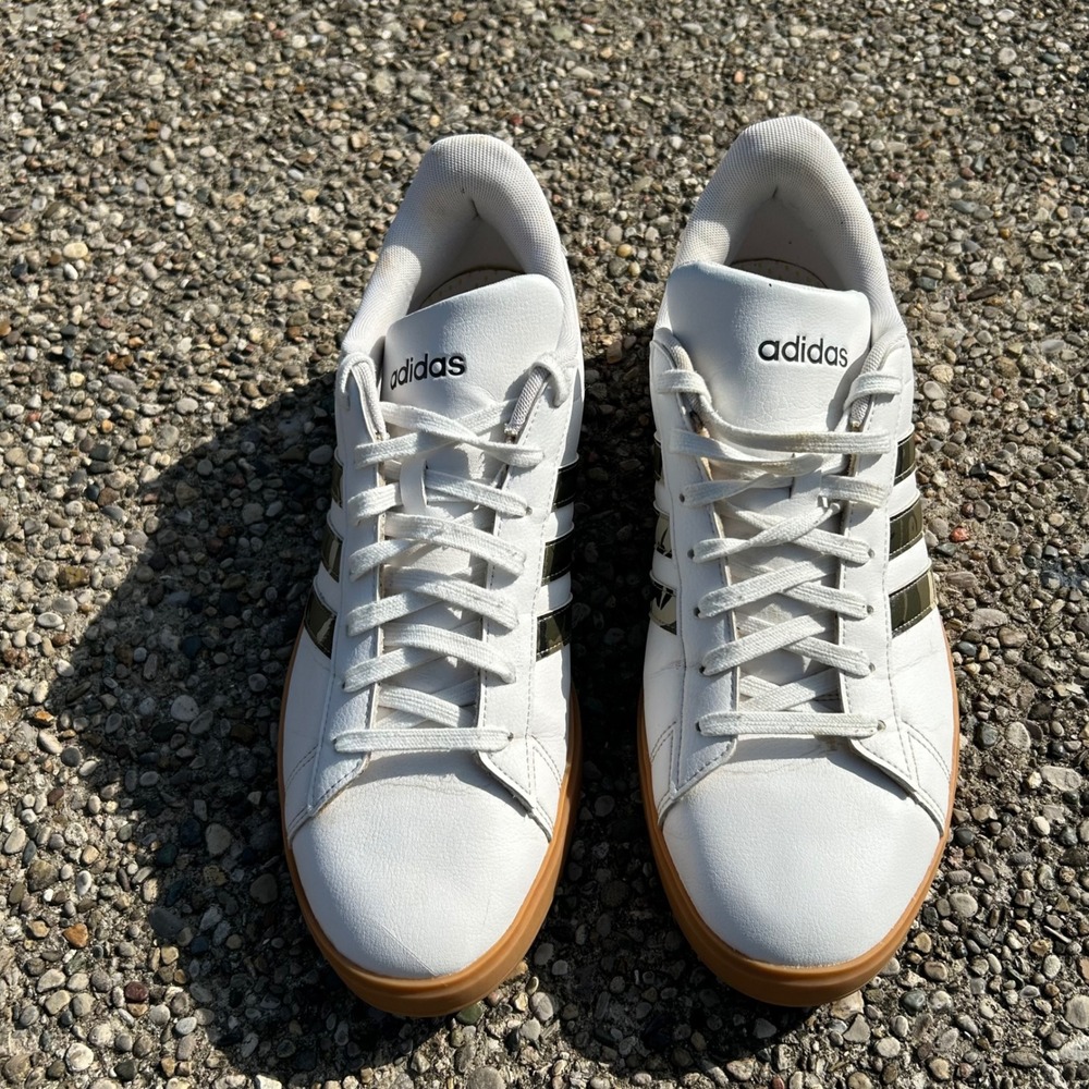 Adidas‎ Grand Court Sneakers Mens 12.5 White Camo Stripes Gum Sole ID2955